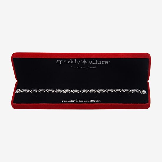 Sparkle Allure Womens Natural White Diamond Accent Pure Silver Over Bronze 7.25 Inch Tennis Bracelet