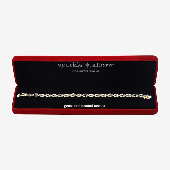 Sparkle Allure Womens Natural White Diamond Accent 7.25 Inch Tennis Bracelet