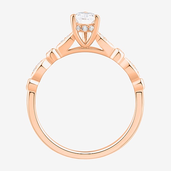 Limited Quantities! Womens 1/2 CT. T.W. Natural White Diamond 14K Gold Pear Side Stone Engagement Ring
