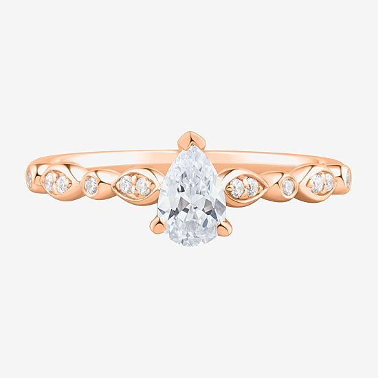 Limited Quantities! Womens 1/2 CT. T.W. Natural White Diamond 14K Gold Pear Side Stone Engagement Ring