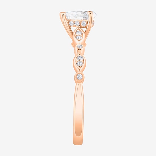 Limited Quantities! Womens 1/2 CT. T.W. Natural White Diamond 14K Gold Pear Side Stone Engagement Ring