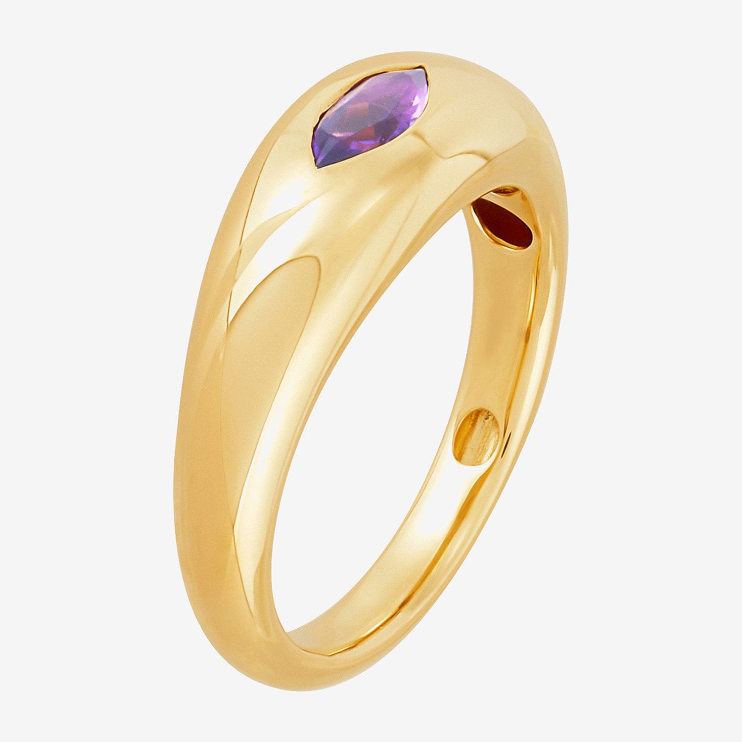 Limited Quantities! Womens 6.5MM Genuine Purple Amethyst 14K Gold Marquise Band