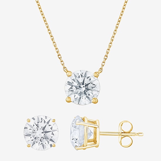 (G-H, Si2) Womens 5 CT. T.W. Lab-Grown Diamond 10K Gold Round 2-pc. Jewelry Set