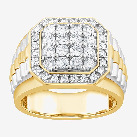 (F,Si2) Mens 1 1/2 CT. T.W. Lab Grown Diamond 10K Two Tone Gold Fashion Ring