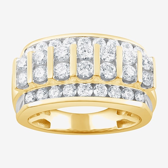 F / Vs2 Mens 4MM 2 1/2 CT. T.W. Lab Created White Diamond 10K Gold Band