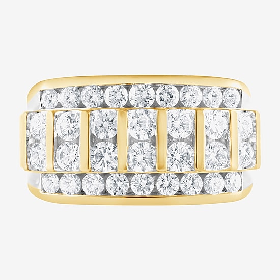 F / Vs2 Mens 4MM 2 1/2 CT. T.W. Lab Created White Diamond 10K Gold Band