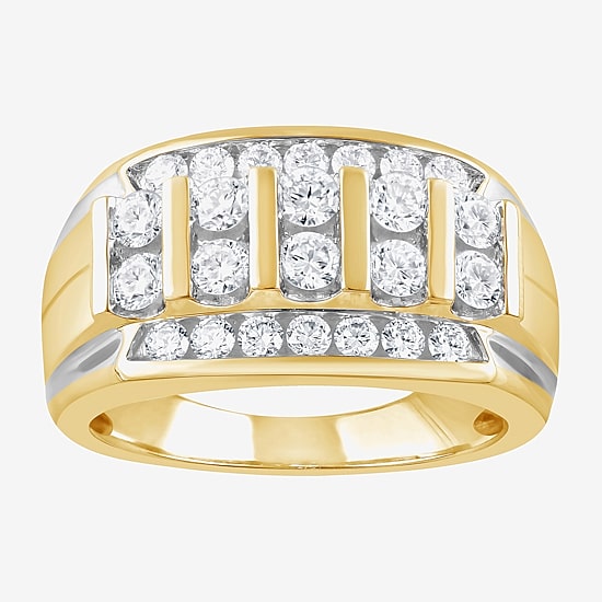 F / Vs2 Mens 3.5MM 1 1/2 CT. T.W. Lab Grown White Diamond 10K Gold Band