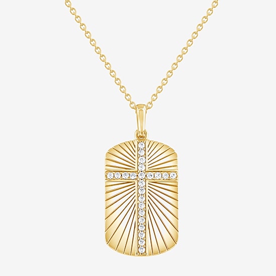 Cross (F, Si2) Mens 1/4 CT. T.W. Lab Grown White Diamond 14K Gold Over Silver Cross 18 Inch Pendant Necklace