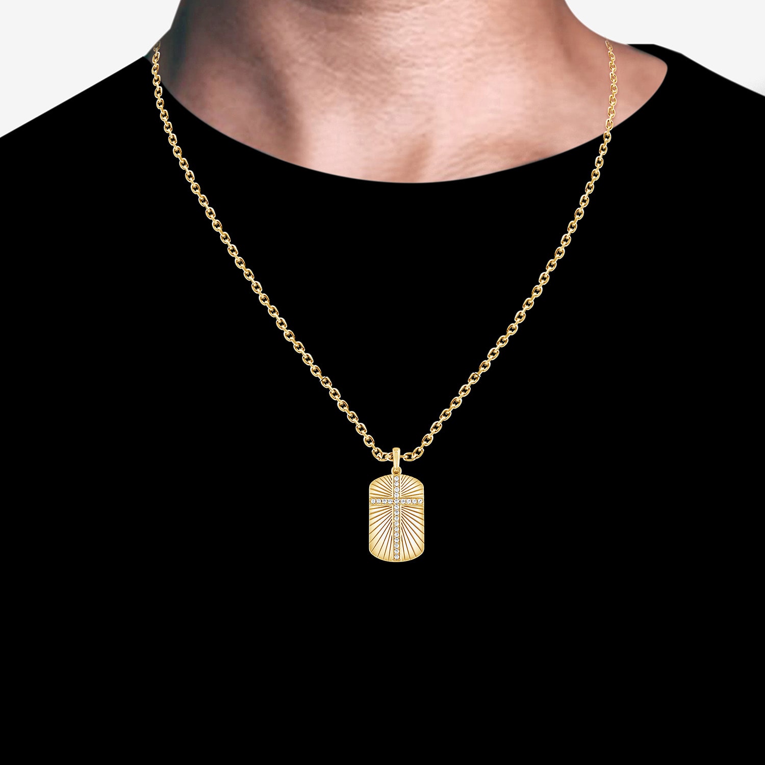 Cross (F, Si2) Mens 1/4 CT. T.W. Lab Grown White Diamond 14K Gold Over Silver Cross 18 Inch Pendant Necklace