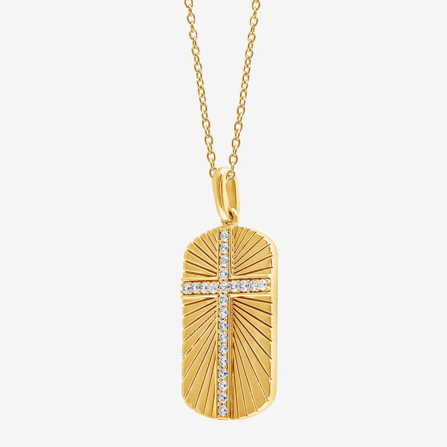 Cross (F, Si2) Mens 1/4 CT. T.W. Lab Grown White Diamond 14K Gold Over Silver Cross 18 Inch Pendant Necklace