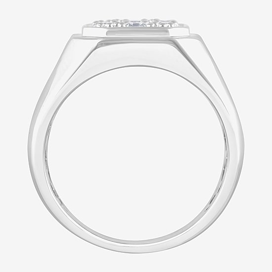 F, Si2 Mens 1 1/2 CT. T.W. Lab Grown White Diamond Sterling Silver Cluster Fashion Ring