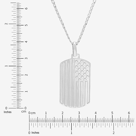 Mens Sterling Silver 22 Inch Pendant Necklace