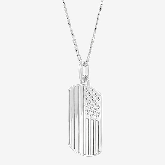 Mens Sterling Silver 22 Inch Pendant Necklace