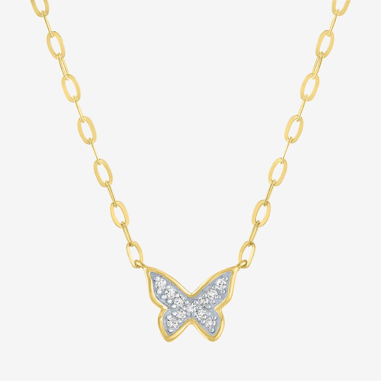 Butterfly (Gh / Si2 I1) Womens 1/10 CT. T.W. Lab Grown White Diamond 14K Gold Over Silver Butterfly 18 Inch Pendant Necklace