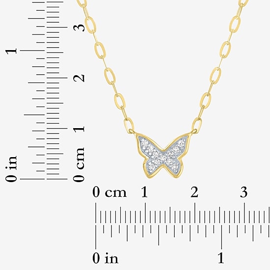 Butterfly (Gh / Si2 I1) Womens 1/10 CT. T.W. Lab Grown White Diamond 14K Gold Over Silver Butterfly 18 Inch Pendant Necklace