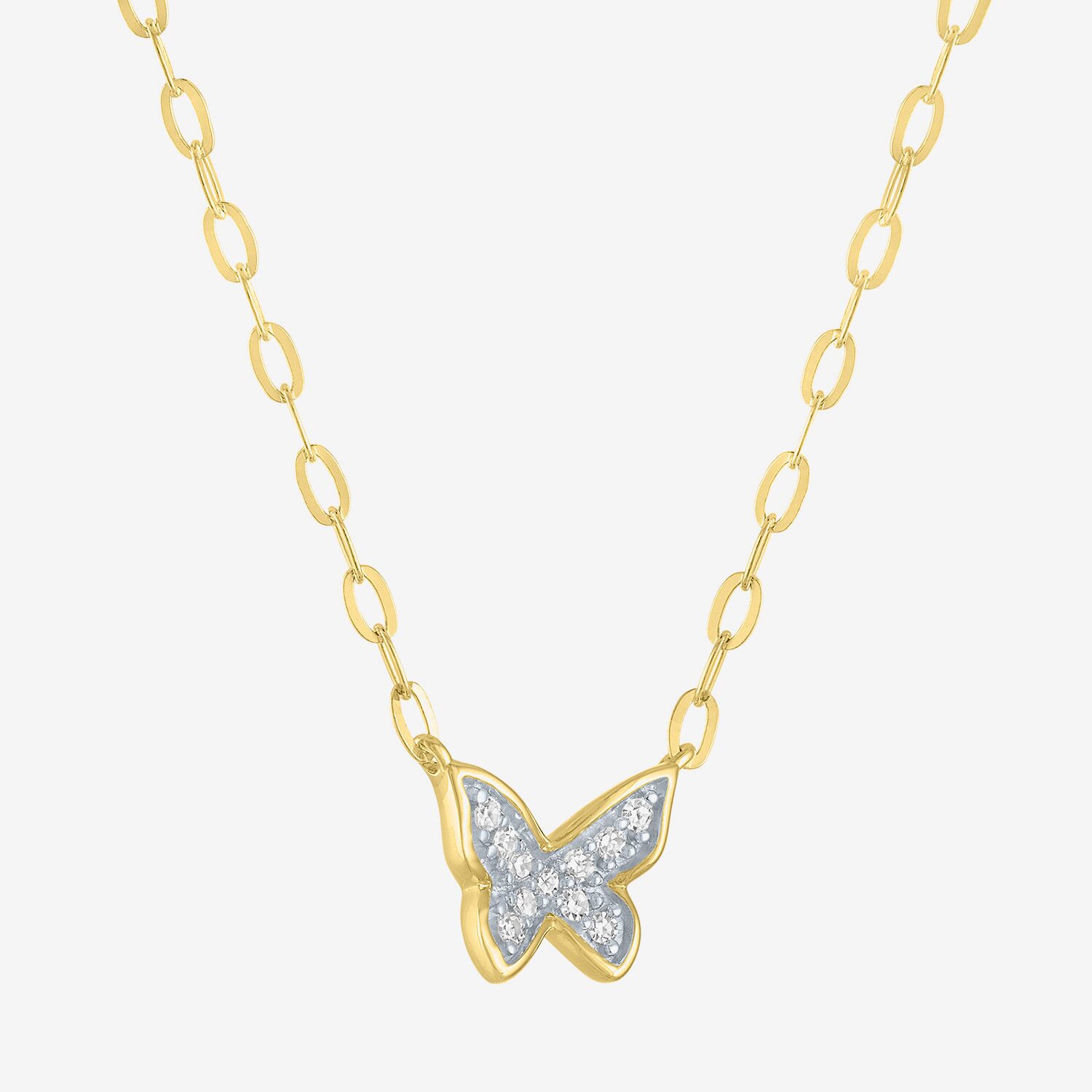 Butterfly (Gh / Si2 I1) Womens 1/10 CT. T.W. Lab Grown White Diamond 14K Gold Over Silver Butterfly 18 Inch Pendant Necklace
