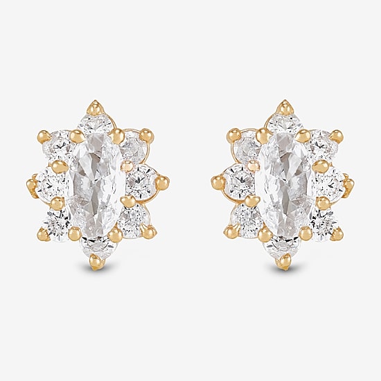 Limited Quantities! White Cubic Zirconia 14K Gold 7.2mm Stud Earrings