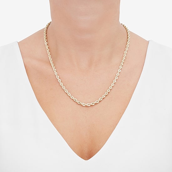 Limited Quantities! Womens 14K Gold 20 Inch Rope Chain Necklace