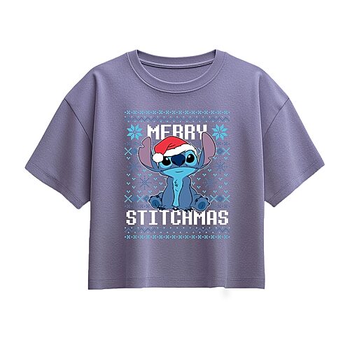 Disney Collection Little & Big Kid Girls Round Neck Short Sleeve Regular Fit Graphic T-Shirt, X-large, Purple