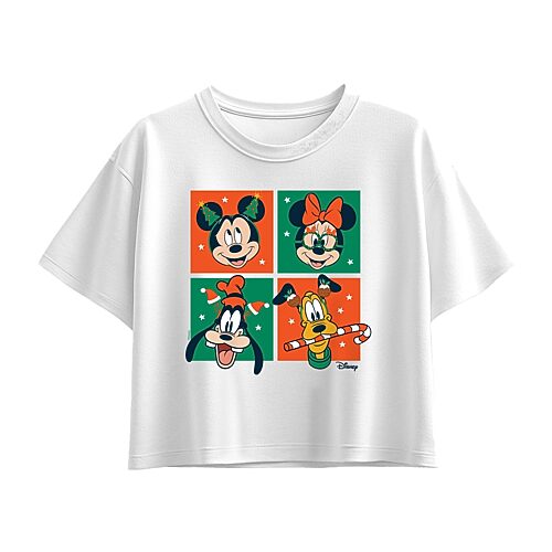 Disney Collection Little & Big Kid Girls Round Neck Short Sleeve Regular Fit Minnie Mouse Graphic T-Shirt, X-large, White