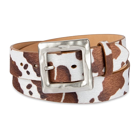 JS Jessica Simpson Hammered Cow Print Womens Belt