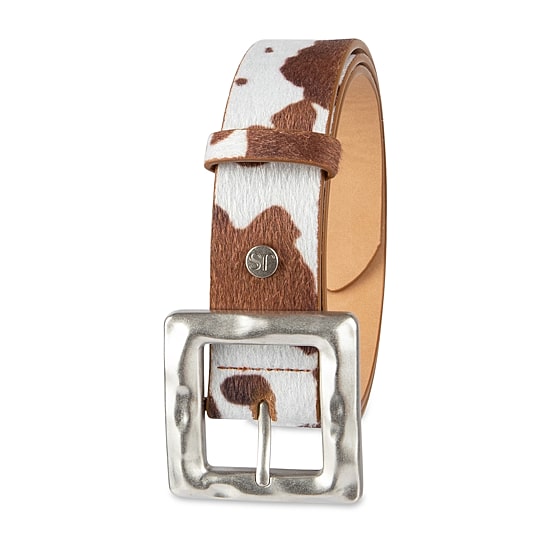 JS Jessica Simpson Hammered Cow Print Womens Belt