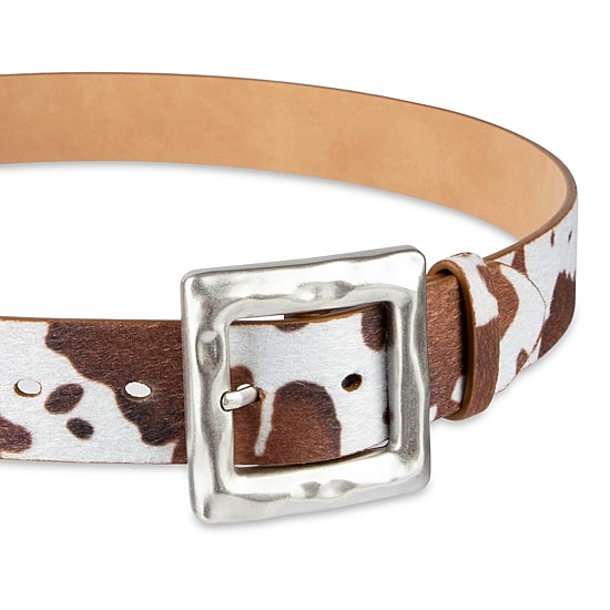 JS Jessica Simpson Hammered Cow Print Womens Belt