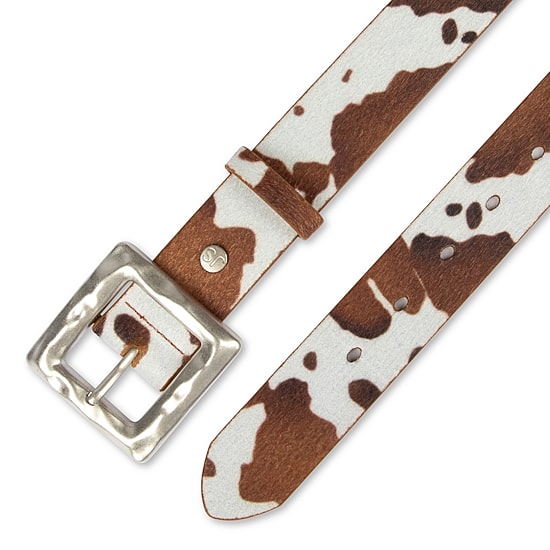 JS Jessica Simpson Hammered Cow Print Womens Belt