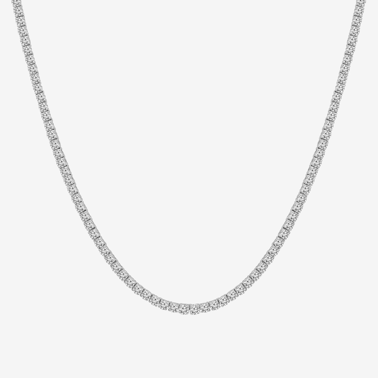 (F / Si2) Womens 10 CT. T.W. Lab-Grown White Diamond 10K Gold 18 Inch Tennis Necklace