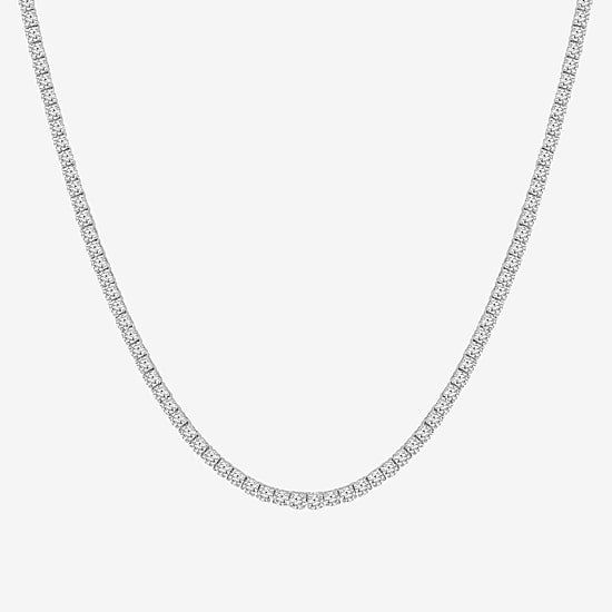 (F / Si2) Womens 10 CT. T.W. Lab-Grown White Diamond 10K Gold 18 Inch Tennis Necklace