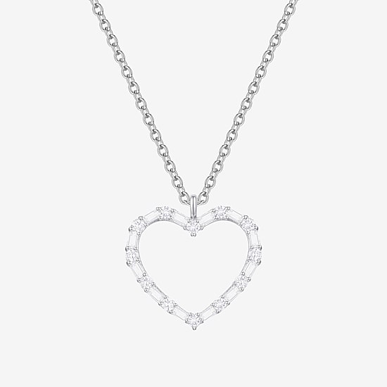 (G-H / Vs2-Si1) Womens 1/3 CT. T.W. Lab Grown White Diamond 10K Gold Heart 18 Inch Pendant Necklace