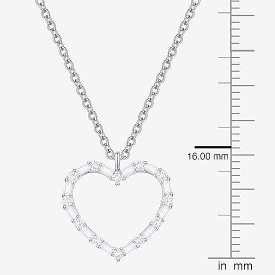 (G-H / Vs2-Si1) Womens 1/3 CT. T.W. Lab Grown White Diamond 10K Gold Heart 18 Inch Pendant Necklace
