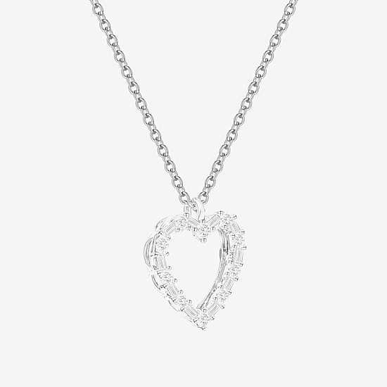 (G-H / Vs2-Si1) Womens 1/3 CT. T.W. Lab Grown White Diamond 10K Gold Heart 18 Inch Pendant Necklace