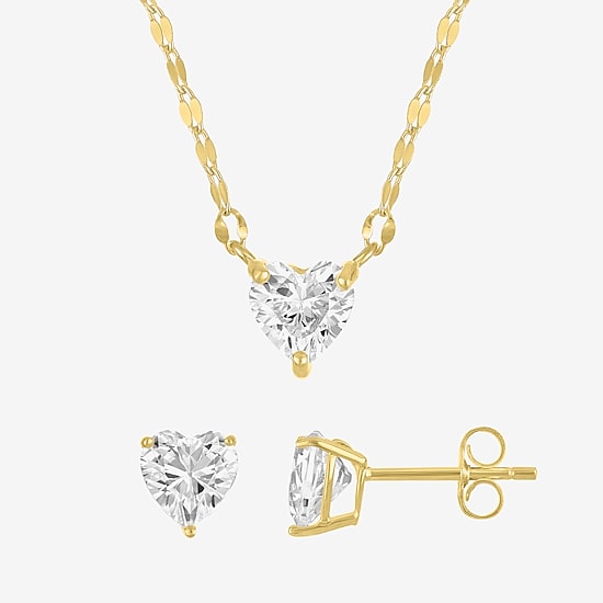 Yes, Please! Womens Lab Created White Sapphire Sterling Silver Heart 2-pc. Jewelry Set