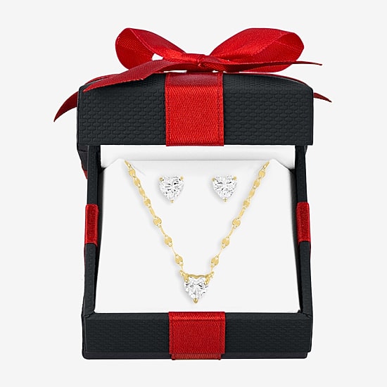 Yes, Please! Womens Lab Created White Sapphire Sterling Silver Heart 2-pc. Jewelry Set