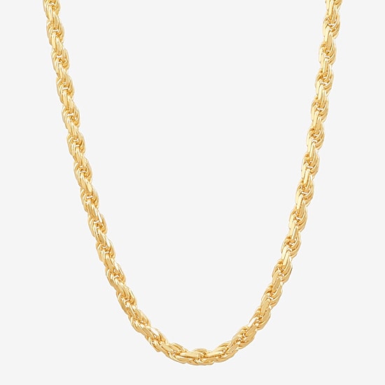 Made in Italy Womens 24K Gold Over Silver 18 Inch Rope Chain Necklace