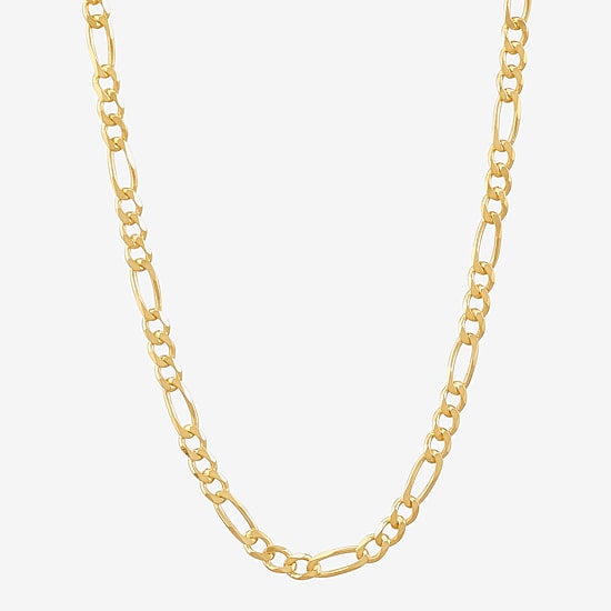 Made in Italy Womens 24K Gold Over Silver 24 Inch Figaro Chain Necklace