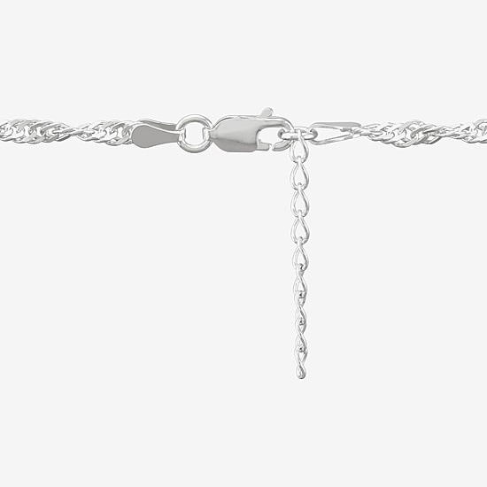 Made in Italy Womens Sterling Silver 10 Inch Solid Singapore Ankle Bracelet