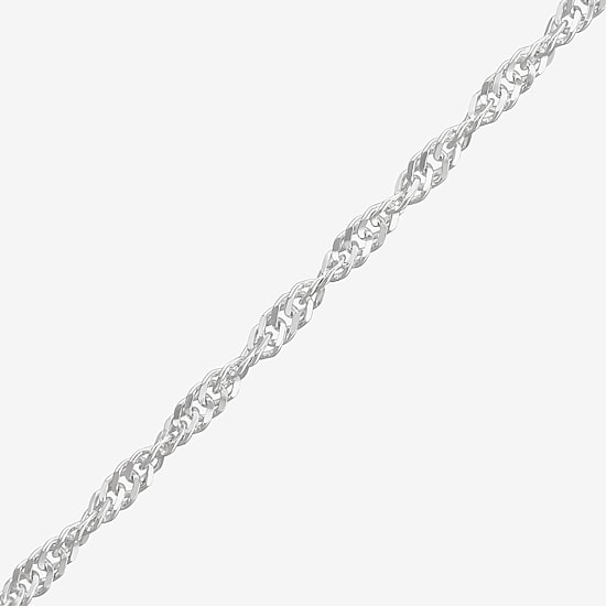 Made in Italy Womens Sterling Silver 10 Inch Solid Singapore Ankle Bracelet