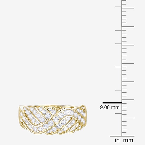 (G-H / Vs2-Si1) Womens 2MM 1 CT. T.W. Lab Grown White Diamond 14K Gold Over Silver Crossover Band