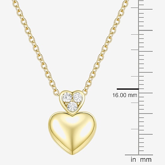 (G-H / Vs2-Si1) Womens 1/10 CT. T.W. Lab Grown White Diamond 14K Gold Over Silver Heart 18 Inch Pendant Necklace