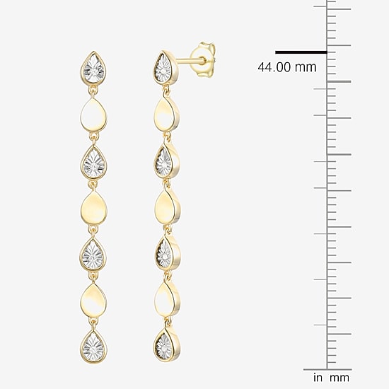 (J-K / I3) Womens Diamond Accent Genuine White Diamond Accent 14K Gold Over Silver Drop Earrings