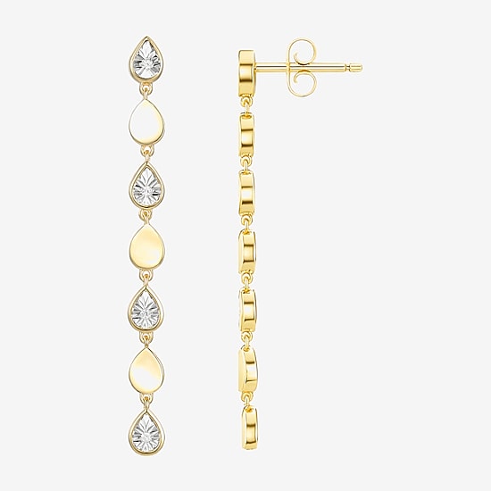 (J-K / I3) Womens Diamond Accent Genuine White Diamond Accent 14K Gold Over Silver Drop Earrings