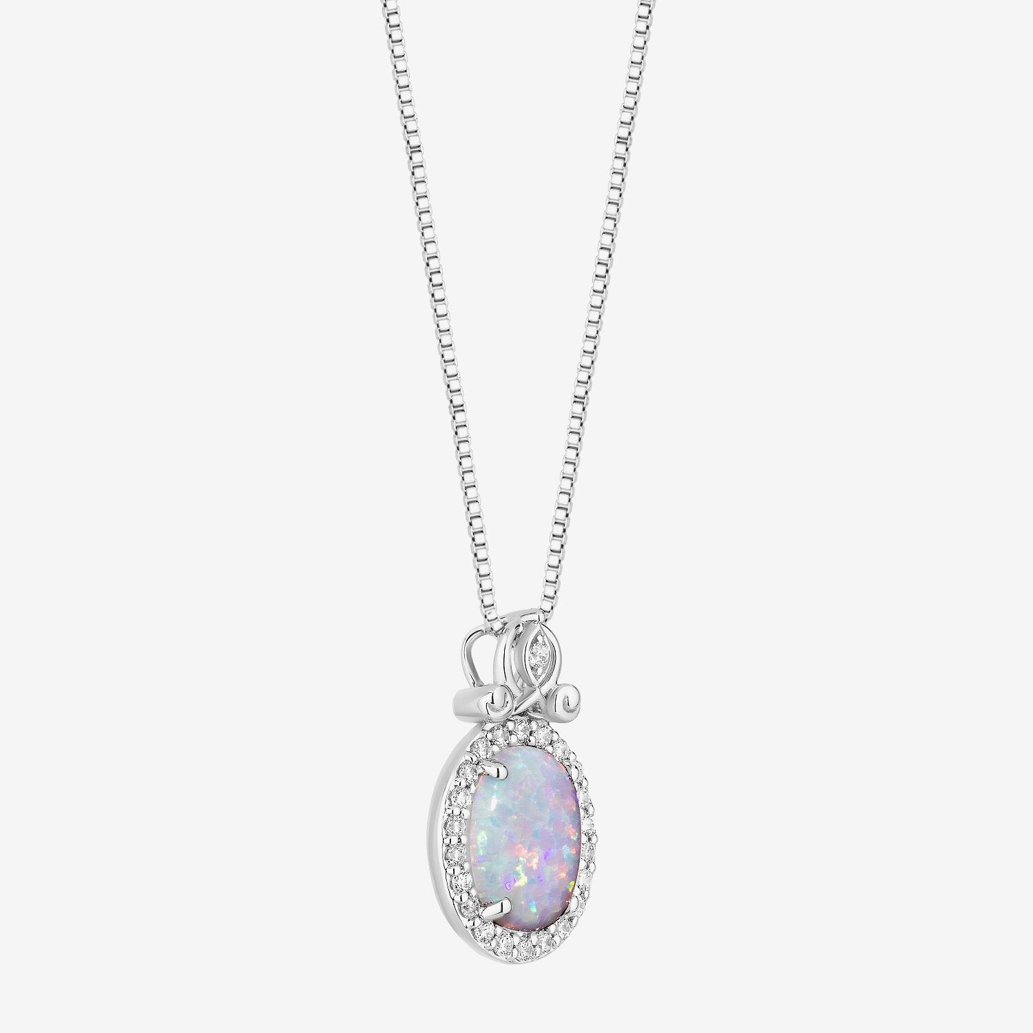 Enchanted Disney Fine Jewelry Cinderella (I, I2) Womens Lab Created White Opal Sterling Silver Oval 18 Inch Pendant Necklace