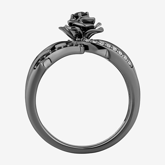 Maleficent(I, I2) Womens 1/10 CT. T.W. Genuine Black Spinel Sterling Silver Maleficent Cocktail Ring