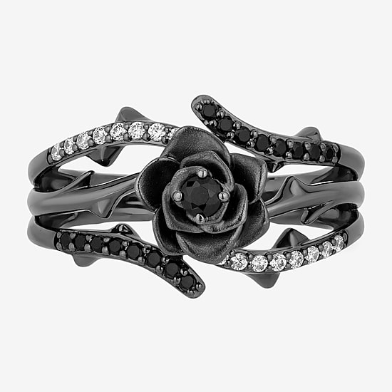 Maleficent(I, I2) Womens 1/10 CT. T.W. Genuine Black Spinel Sterling Silver Maleficent Cocktail Ring