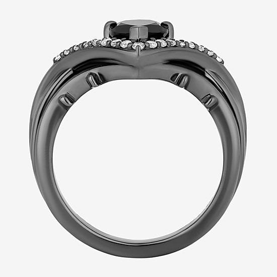 Enchanted Disney Fine Jewelry Maleficent(I, I2) Womens 1/6 CT. T.W. Genuine Black Onyx Sterling Silver Maleficent Cocktail Ring