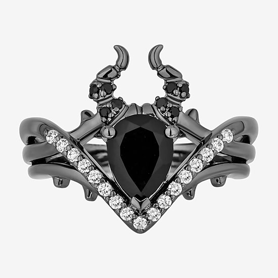 Enchanted Disney Fine Jewelry Maleficent(I, I2) Womens 1/6 CT. T.W. Genuine Black Onyx Sterling Silver Maleficent Cocktail Ring