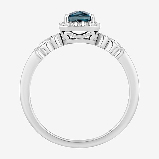 Enchanted Disney Fine Jewelry Cinderella (I, I2) Womens 1/8 CT. T.W. Genuine Blue Topaz Sterling Silver Cinderella Cocktail Ring