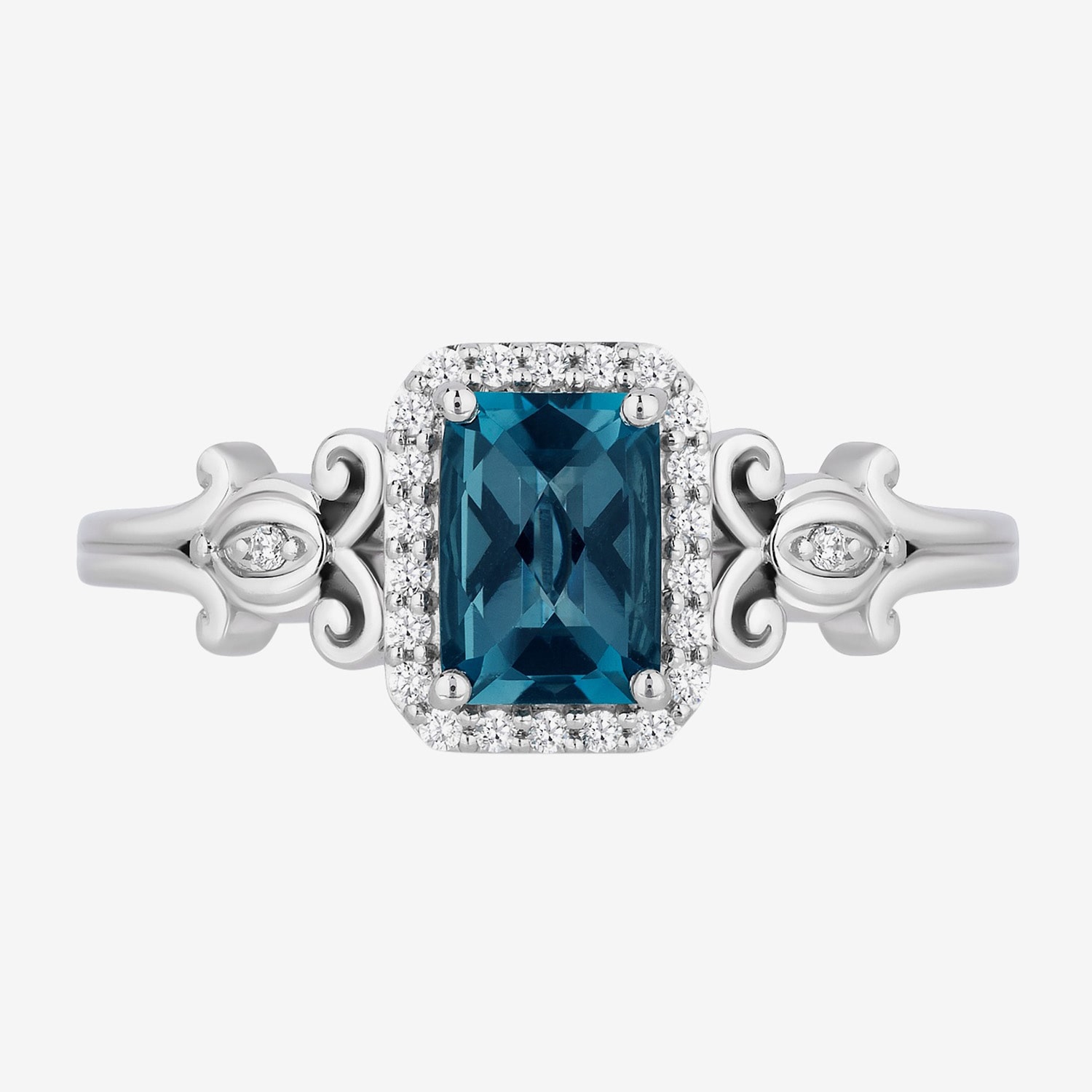 Enchanted Disney Fine Jewelry Cinderella (I, I2) Womens 1/8 CT. T.W. Genuine Blue Topaz Sterling Silver Cocktail Ring